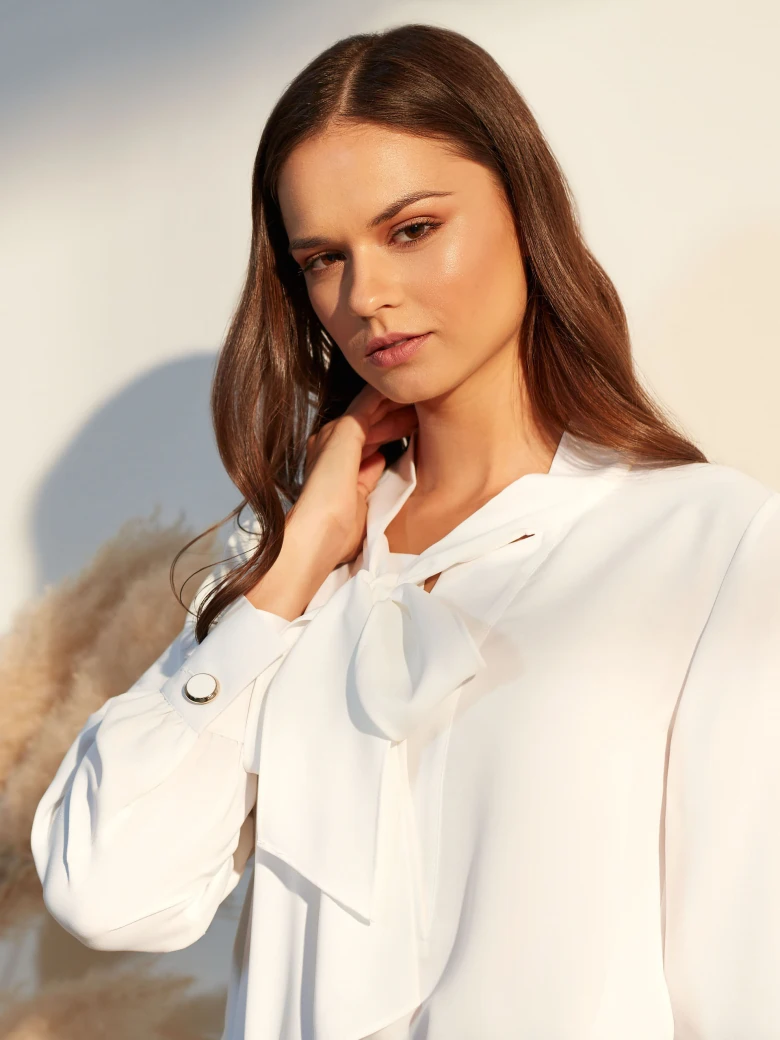 BLOUSE WITH A TIE AT THE NECKLINE