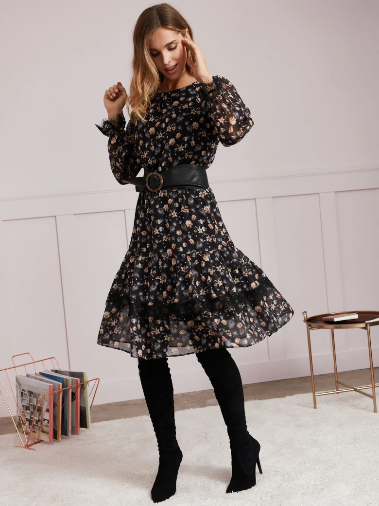 FLORAL PATTERN MIDI DRESS