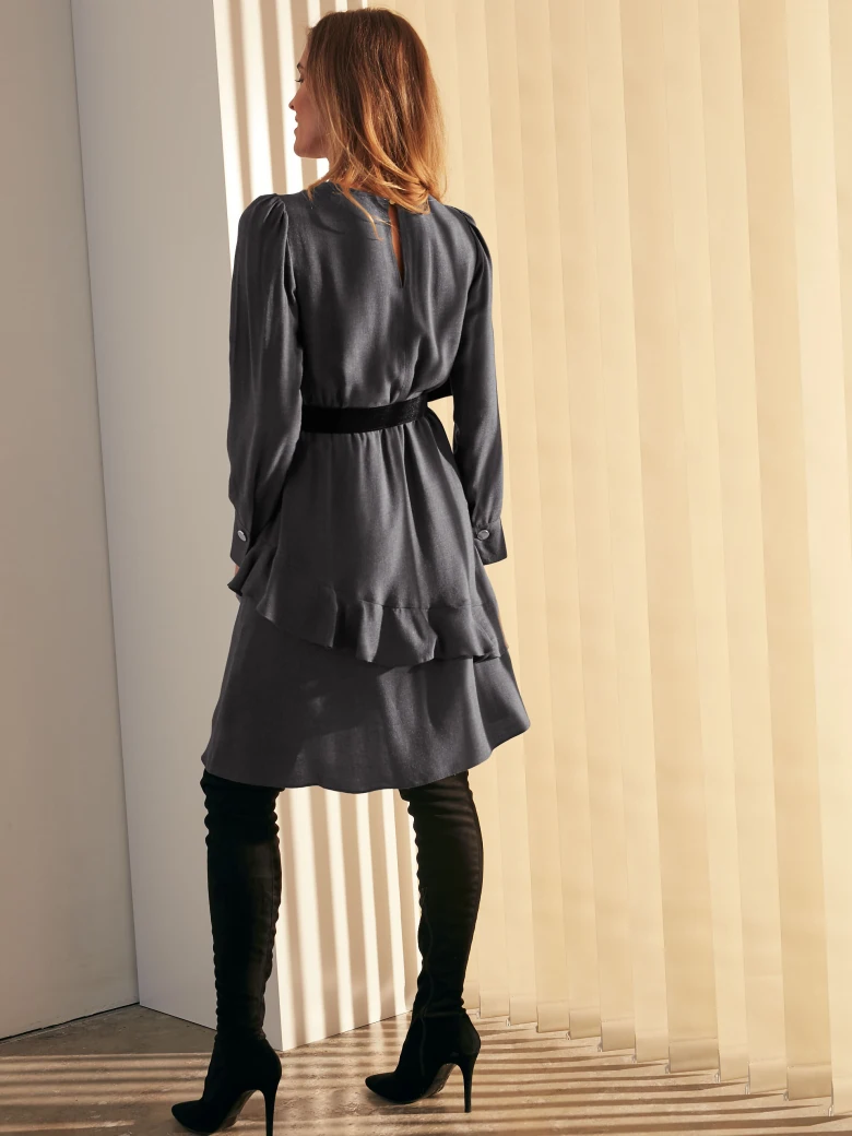 DELICATELY FLARED DRESS WITH RUFFLE