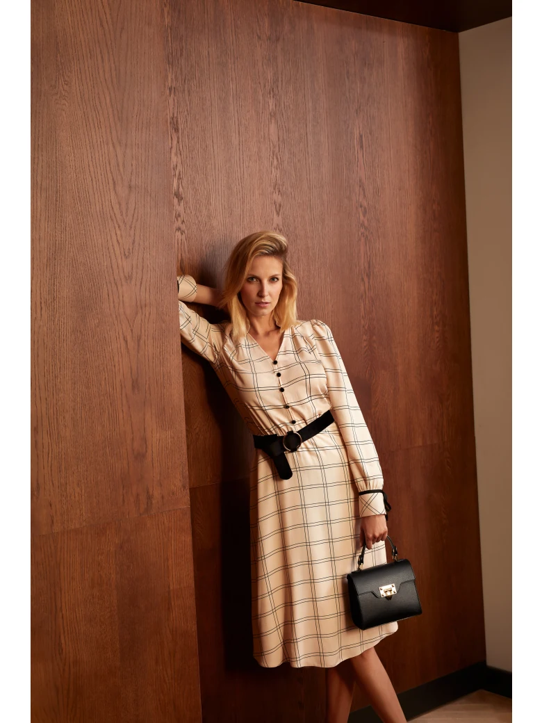 CHECKERED MIDI DRESS