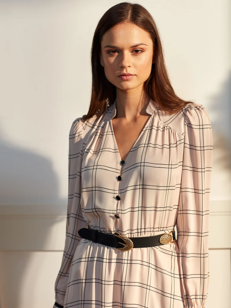 CHECKERED MIDI DRESS