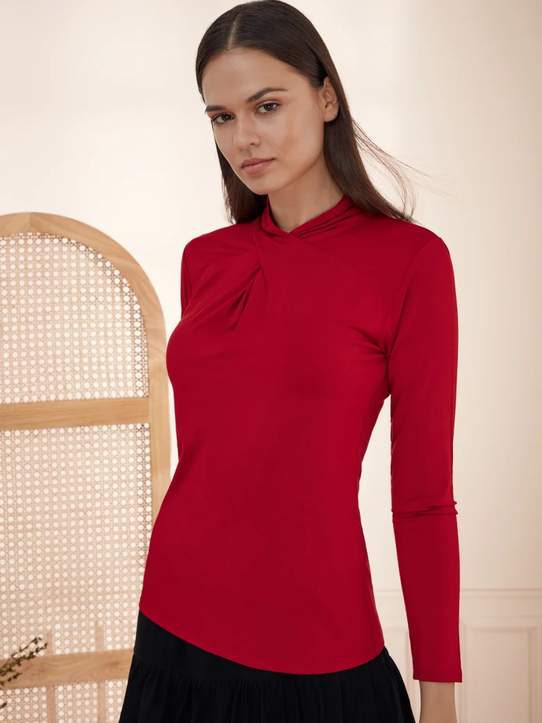 RASPBERRY BLOUSE WITH TIES