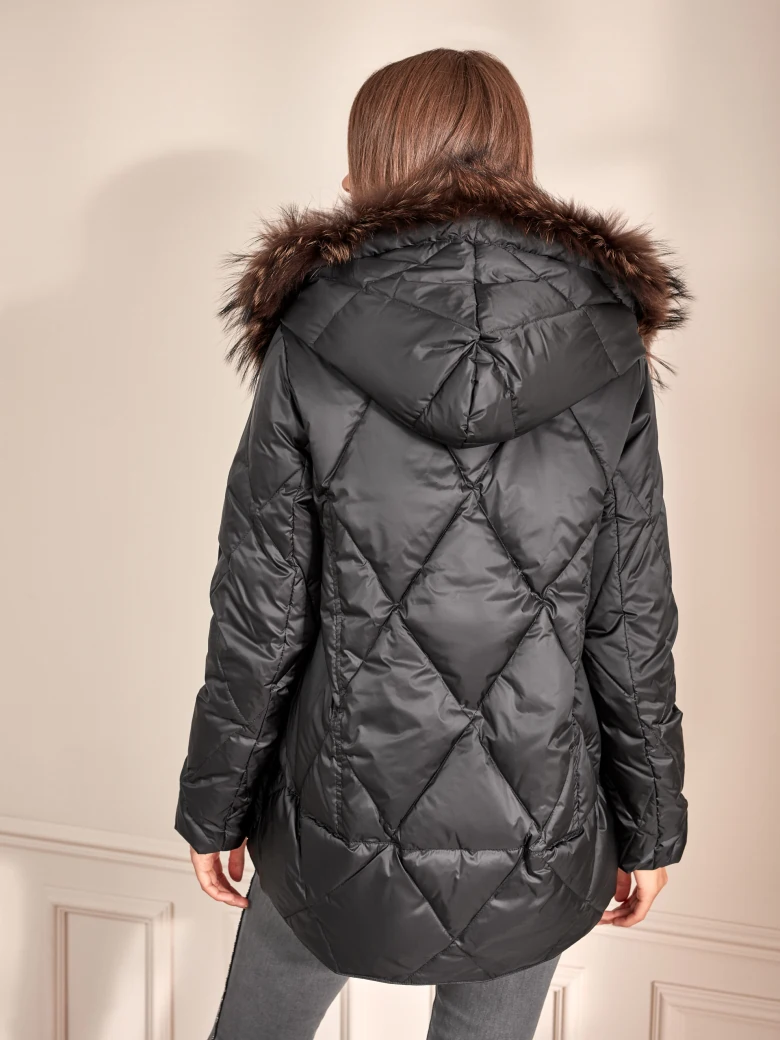 BLACK DOWN JACKET WITH HOOD