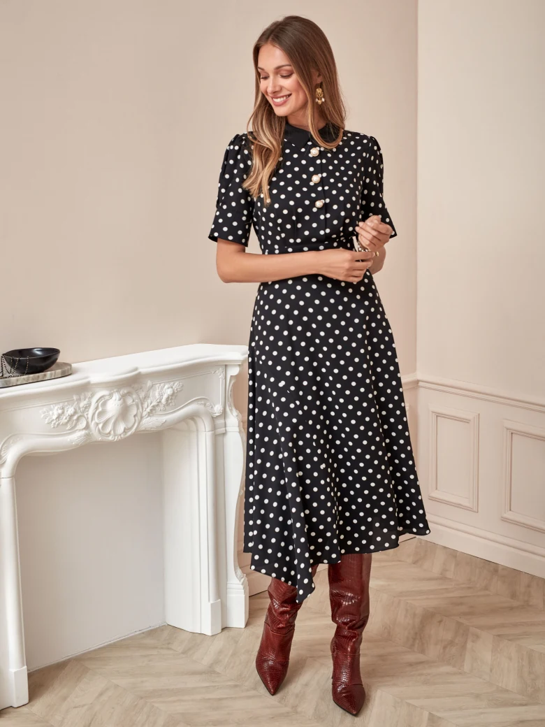 MIDI DRESS WITH PEAS