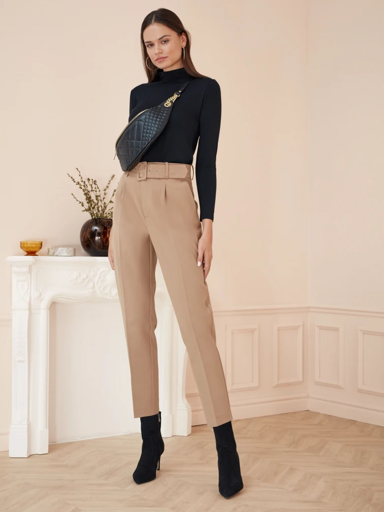 BEIGE HIGH-WAISTED PANTS