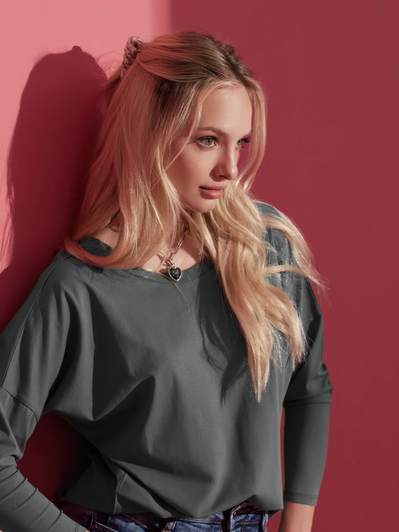 GRAPHITE LONG SLEEVE BLOUSE