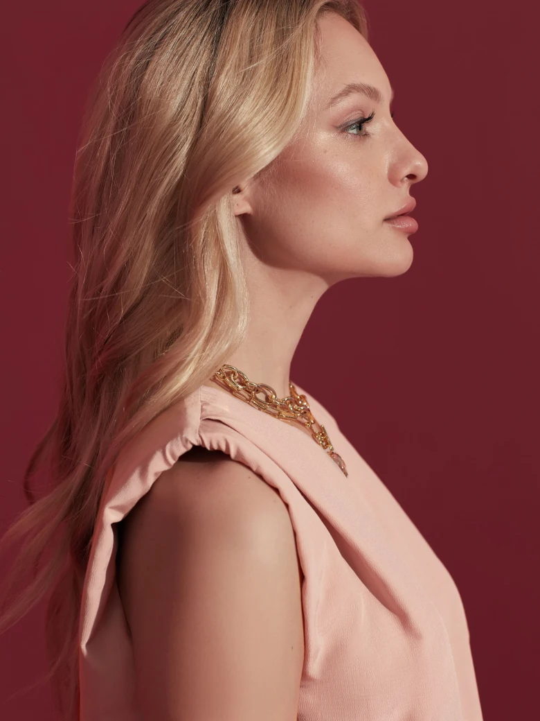 PINK BLOUSE WITH SHOULDER PADS