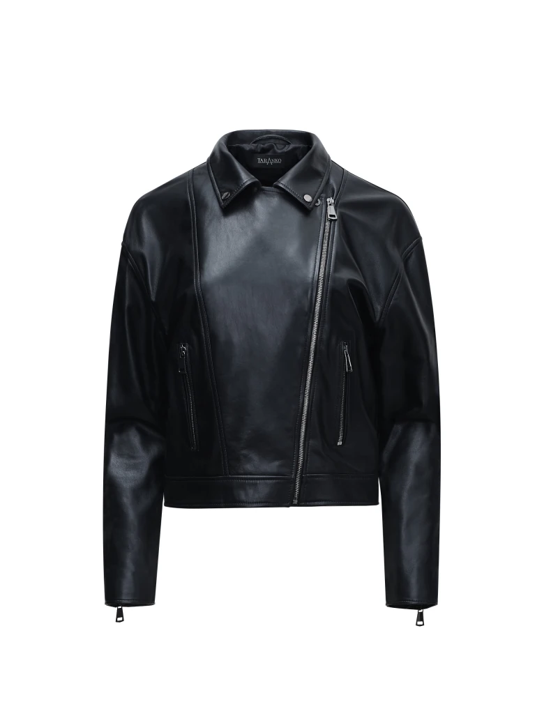BLACK LEATHER RAMONESKI WITH TASSELS