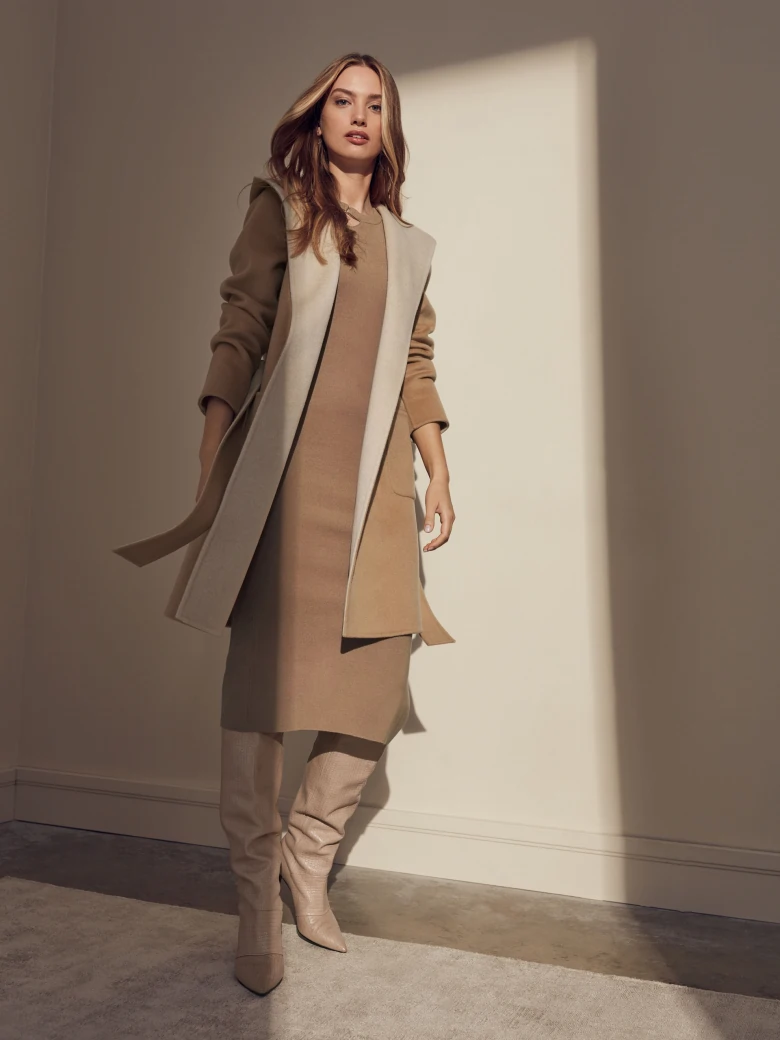 DOUBLE FACE COAT WITH HOOD