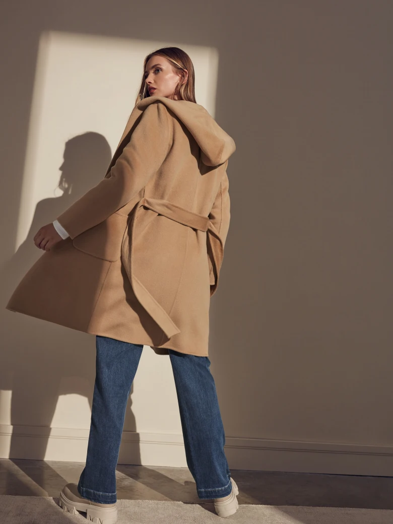 WOOLEN COAT WITH HOOD