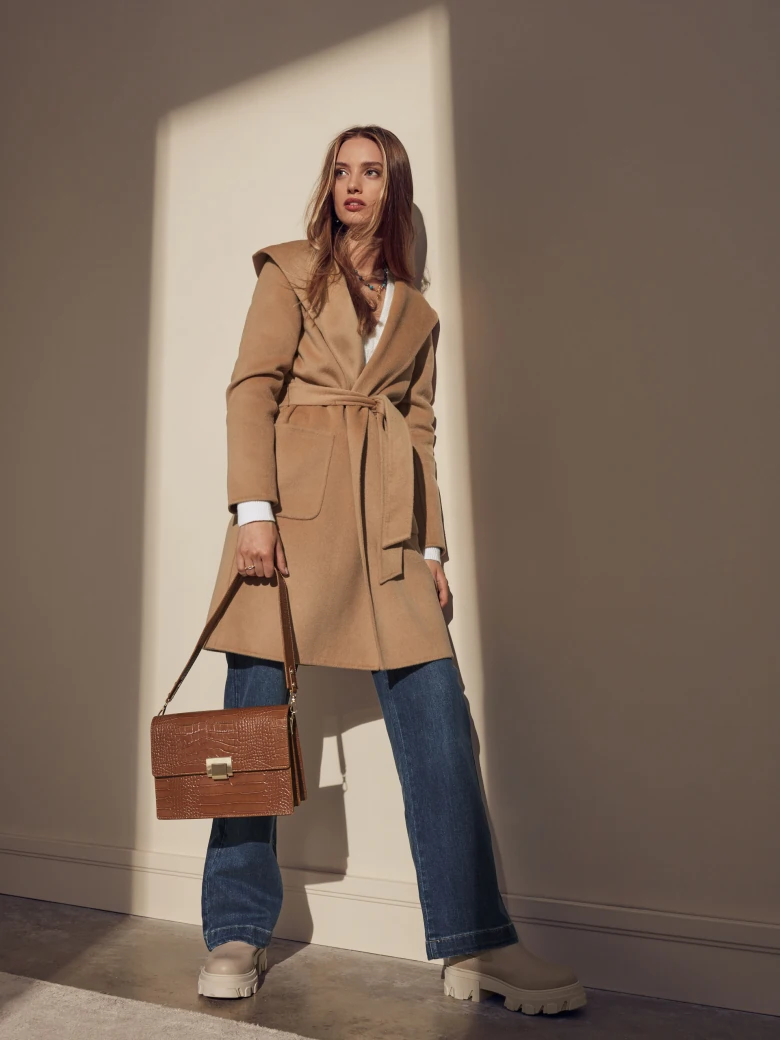 WOOLEN COAT WITH HOOD