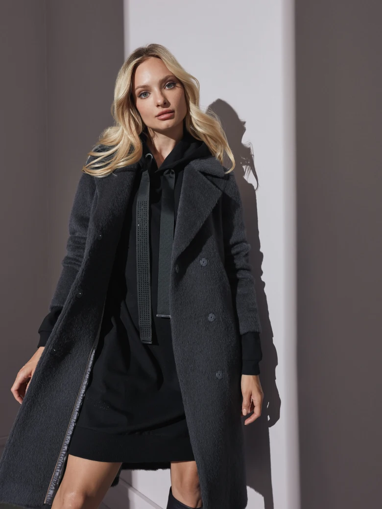 Soft alpaca wool coat in graphite