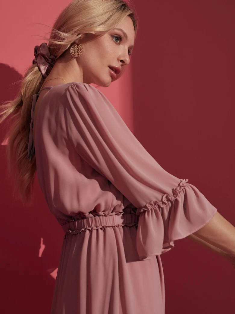PINK DRESS WITH RUFFLES
