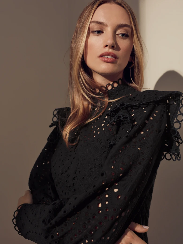 BLACK OPENWORK DRESS