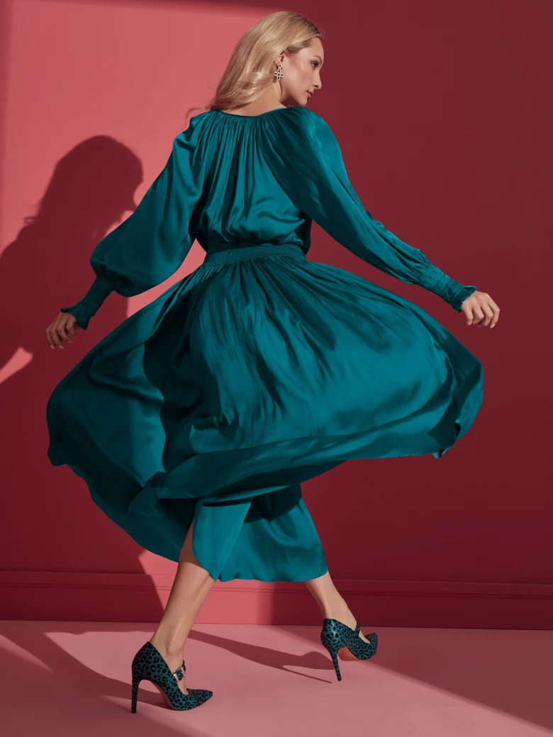TURQUOISE SATIN DRESS