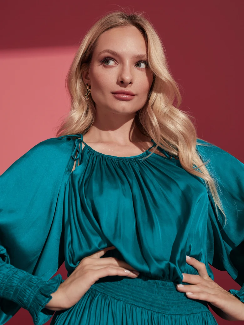 TURQUOISE SATIN DRESS