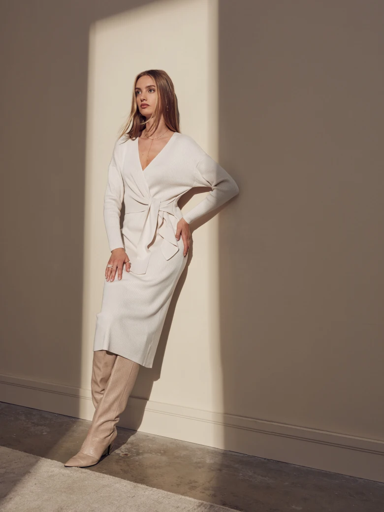 KNITTED ENVELOPE DRESS