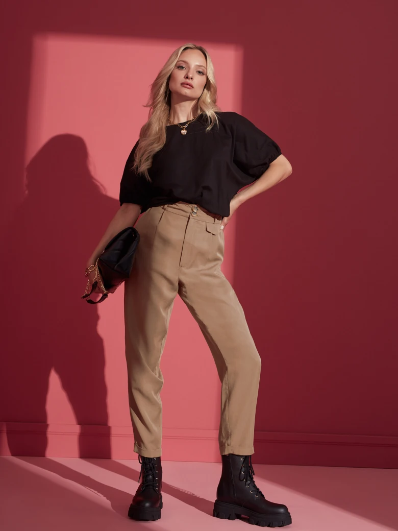 BROWN HIGH-WAISTED PANTS