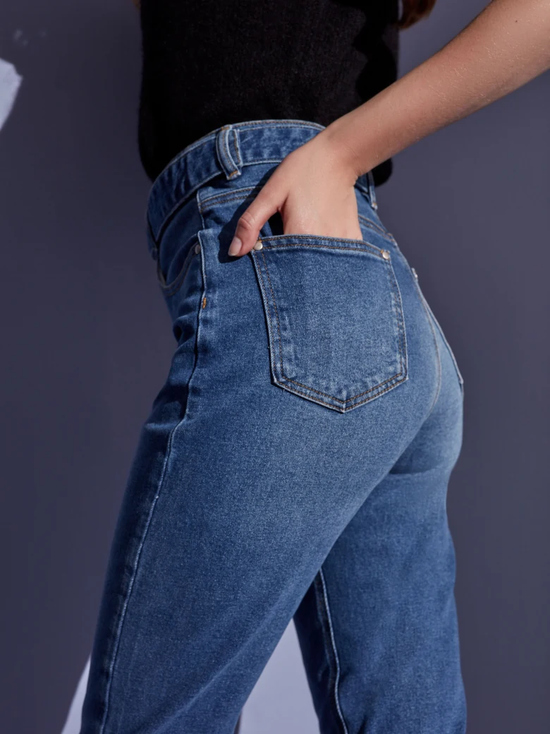 HIGH-WAISTED DENIM PANTS