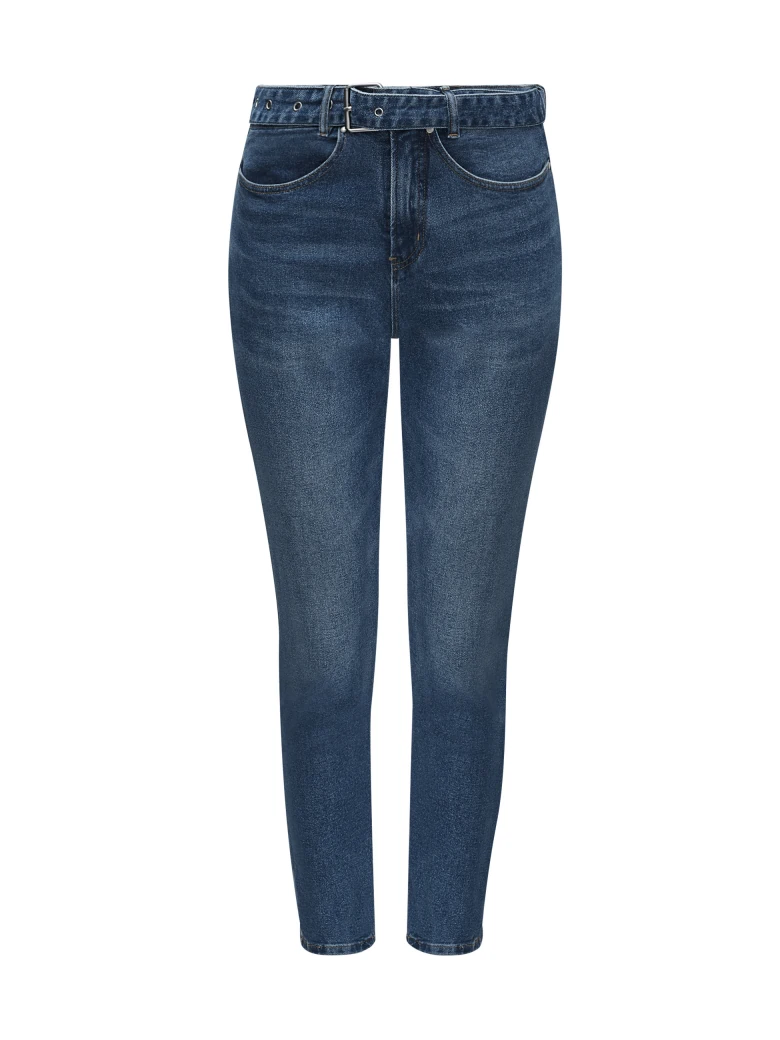 HIGH-WAISTED DENIM PANTS