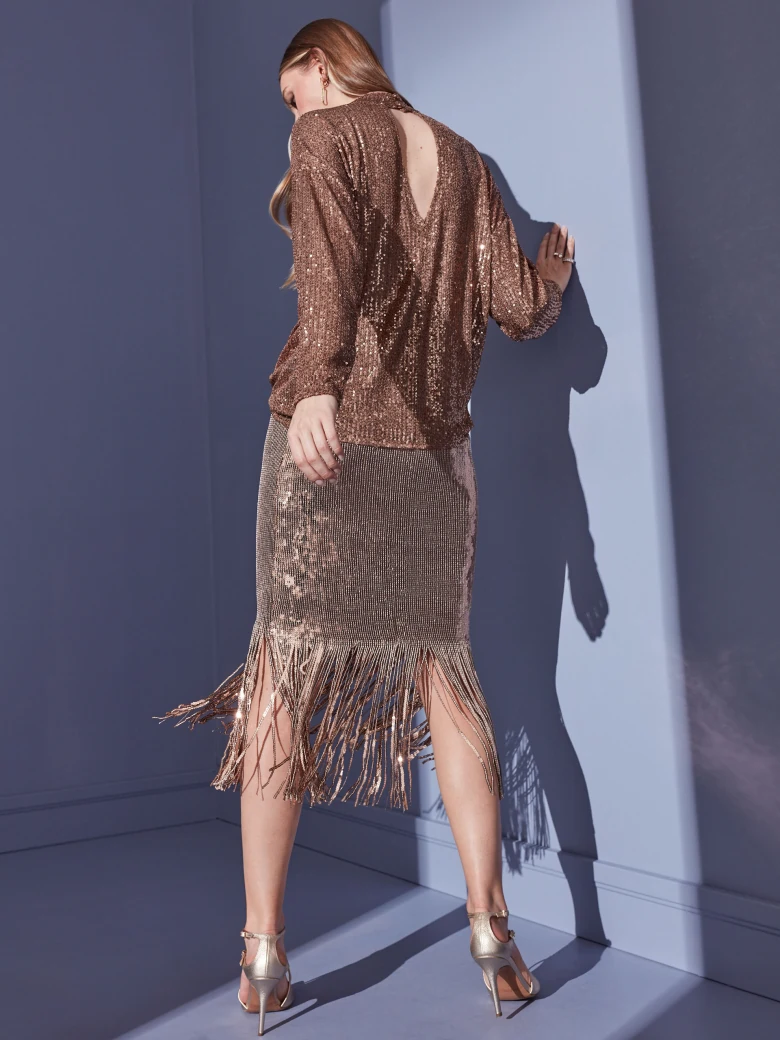 LONG FRINGED SKIRT