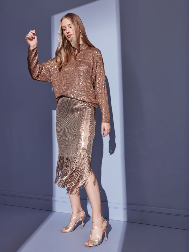 LONG FRINGED SKIRT
