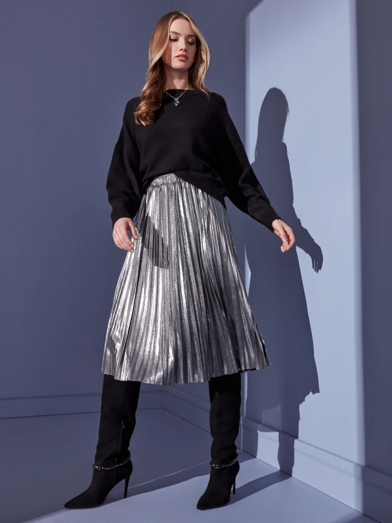 SILVER PLEATED SKIRT