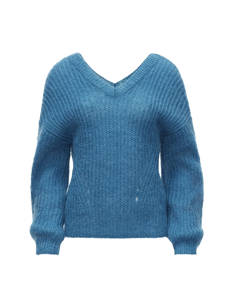 NIEBIESKI SWETER Z MOHERU