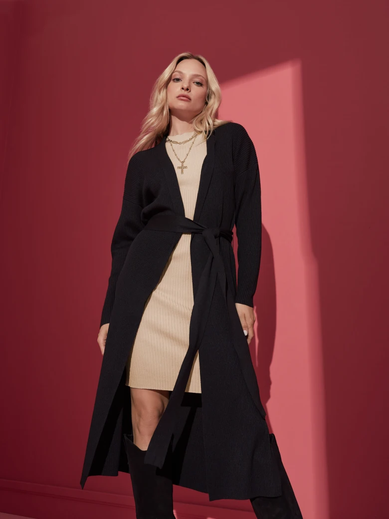 BLACK WOOL CARDIGAN