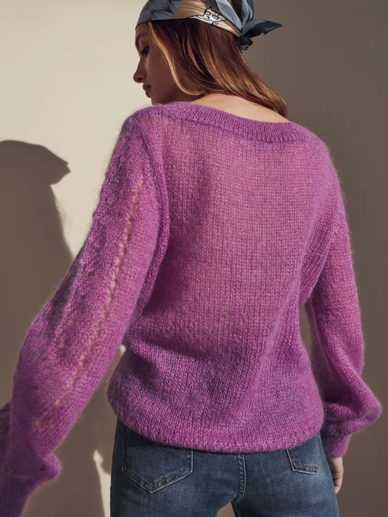 FIOLETOWY MOHEROWY SWETER