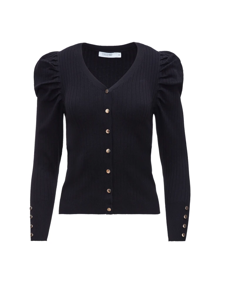 CZARNY SWETER Z BUFKAMI