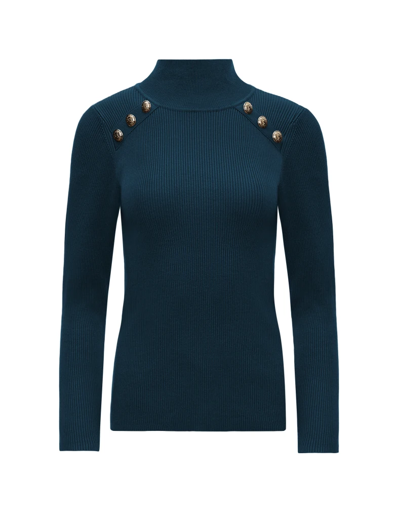 GREEN HALF TURTLENECK SWEATER