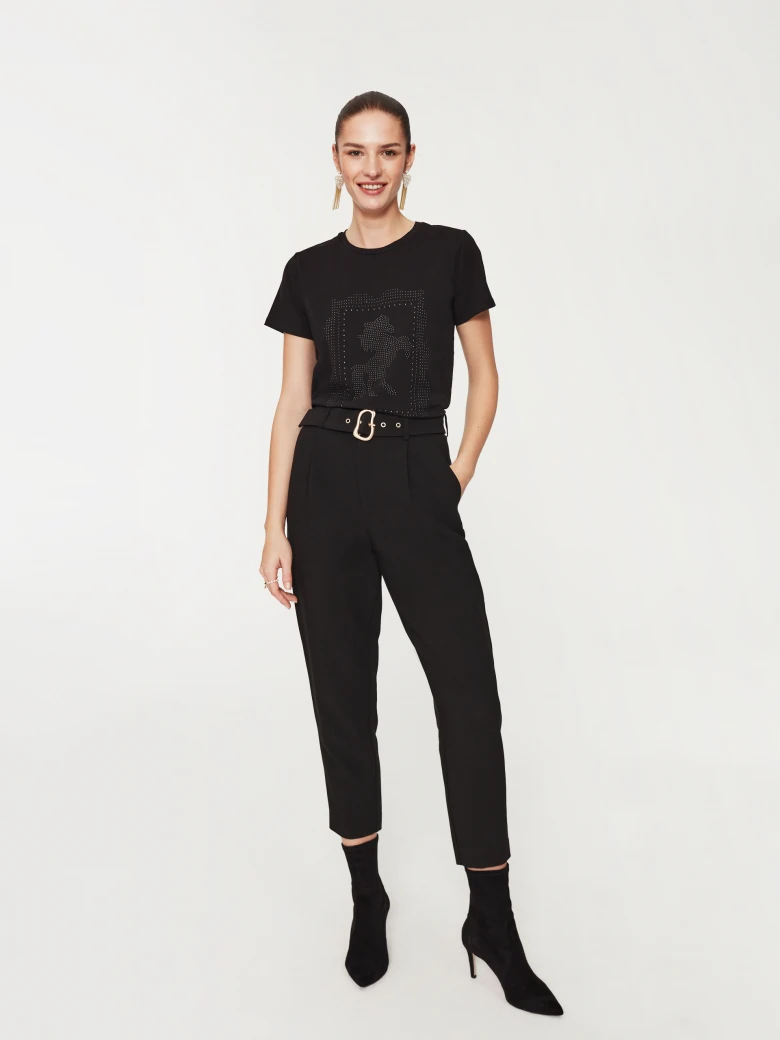 Black T-shirt with applique