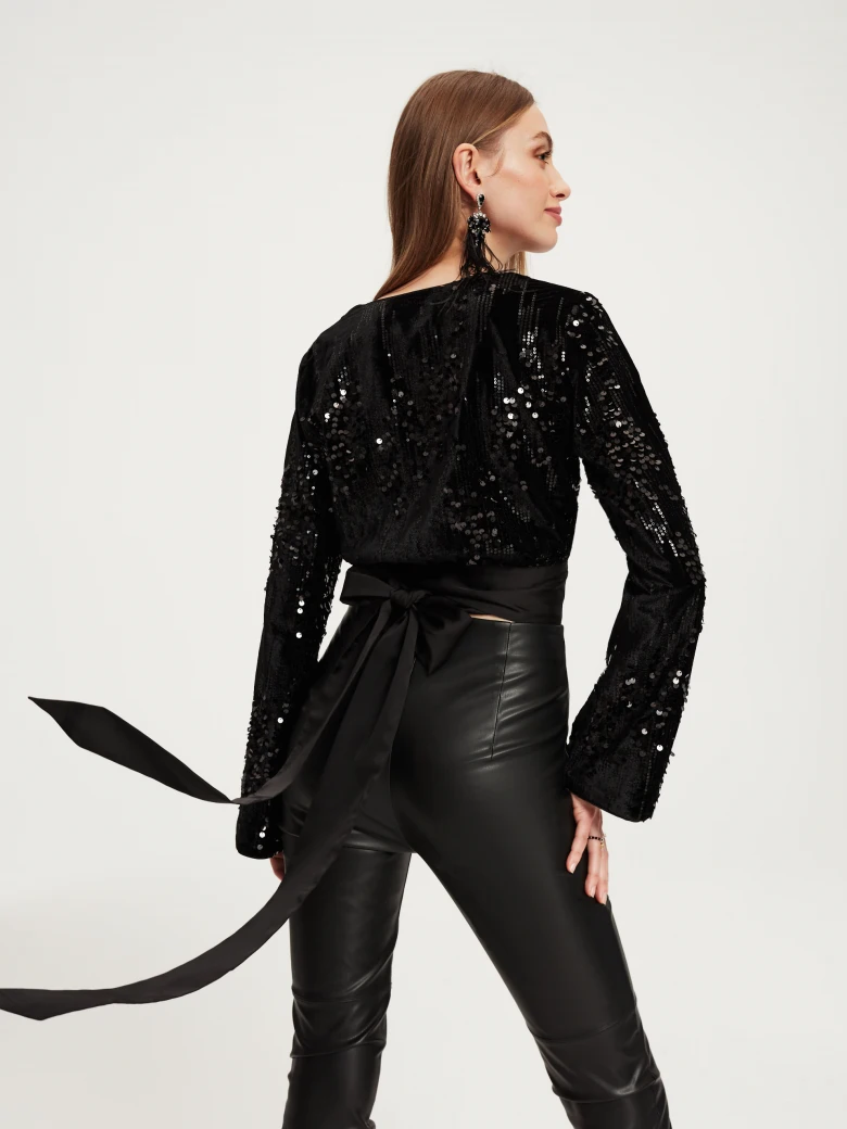Sequin long sleeve blouse