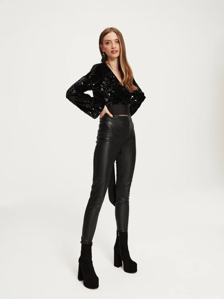 Sequin long sleeve blouse
