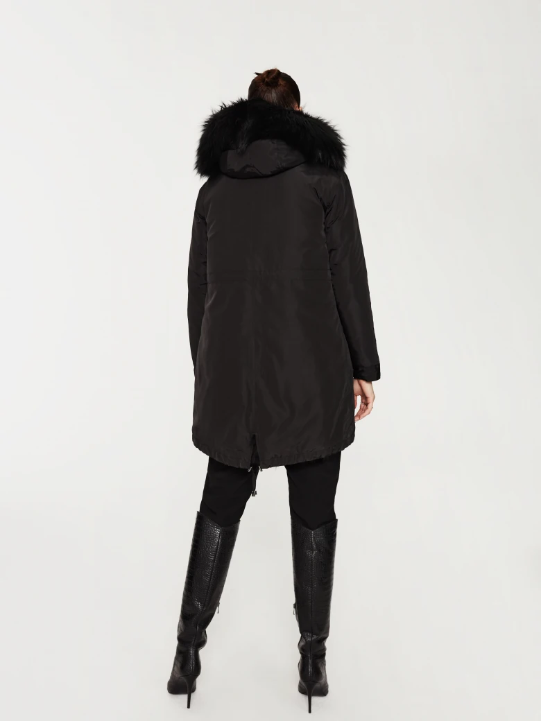 Black jacket with fur trim