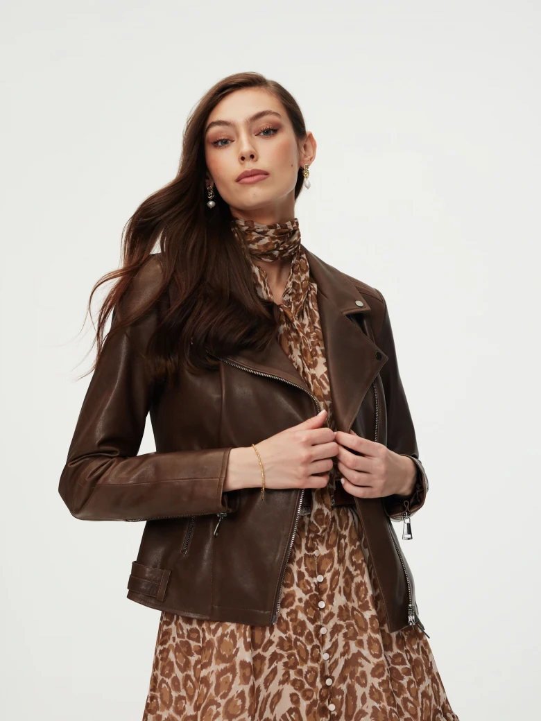Brown leather jacket