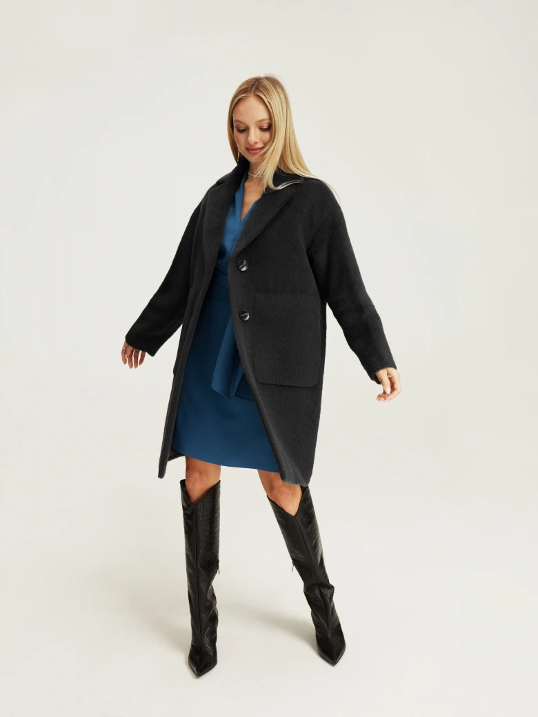 Dark grey wool and alpaca coat