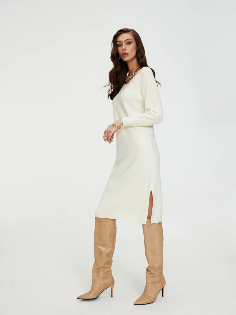 Knitted dress in ecru