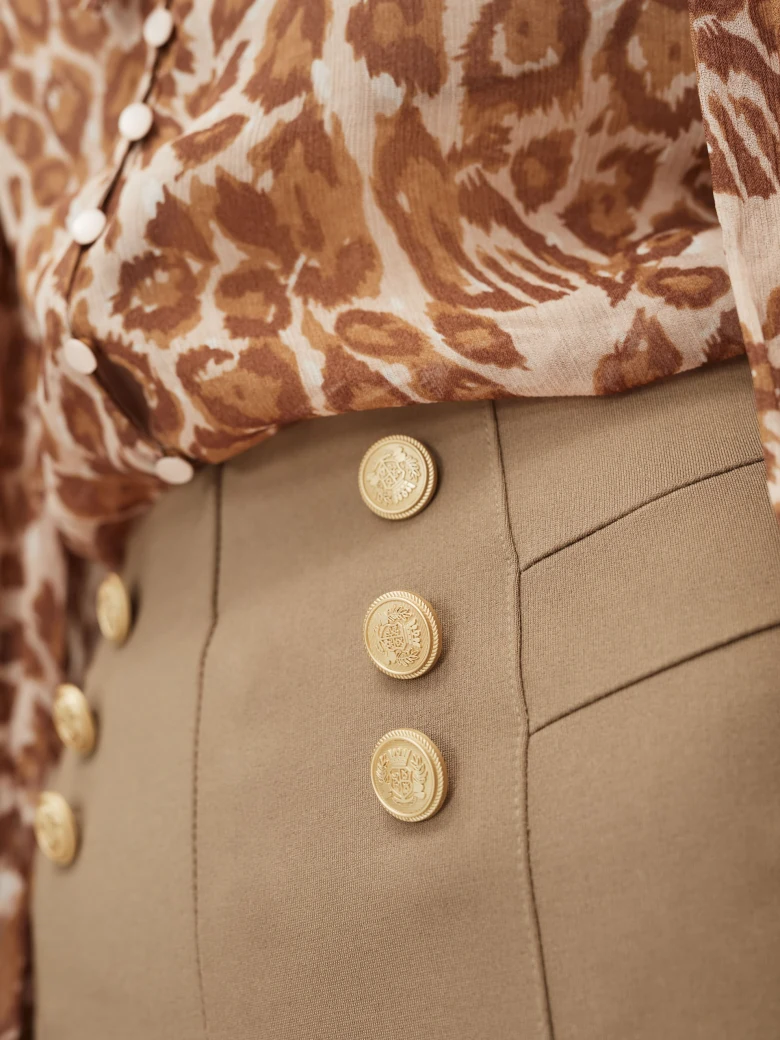 Beige high-waisted cigarette pants