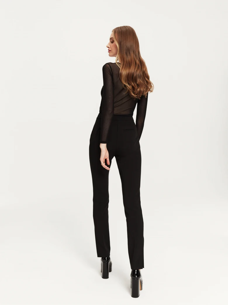 Black high-waisted cigarette pants