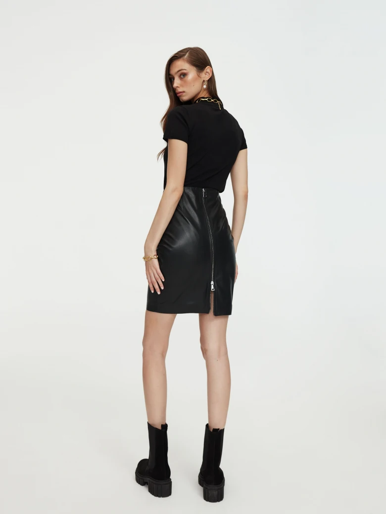 Black leather skirt