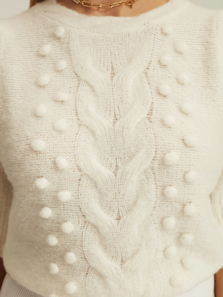 Sweter z wełną z krótkim rękawem