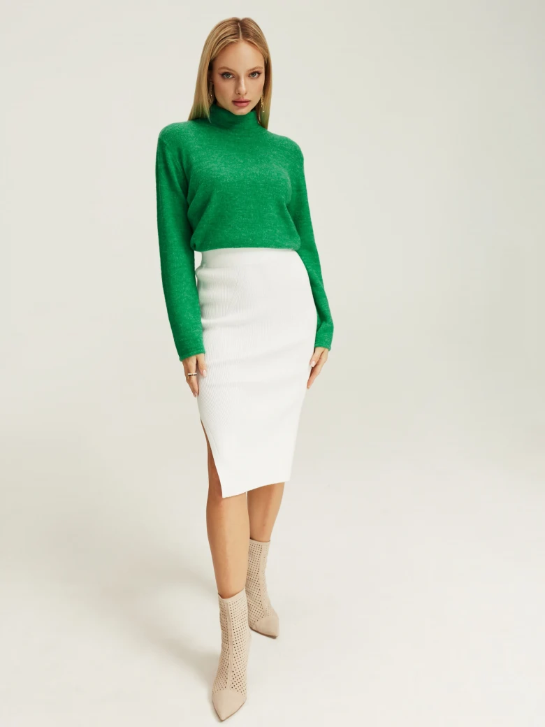 Green sweater with wool and alpaca