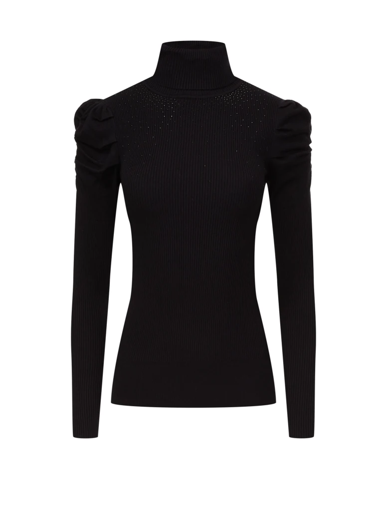 Black turtleneck sweater with buffets
