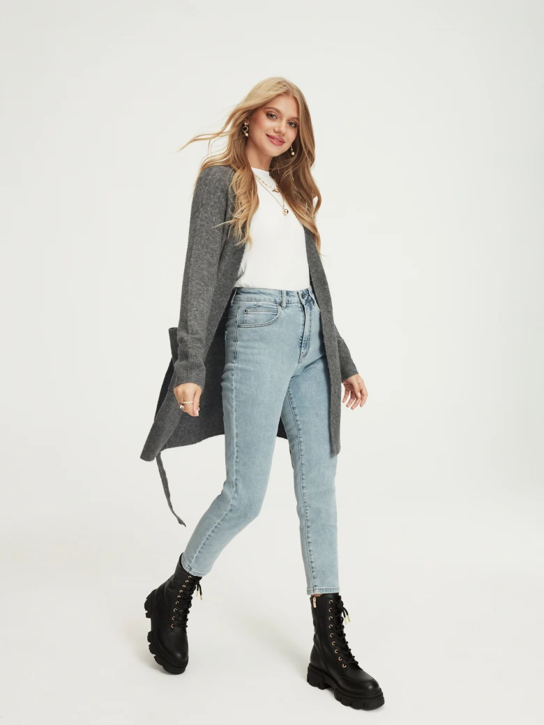 Grey cardigan with belt