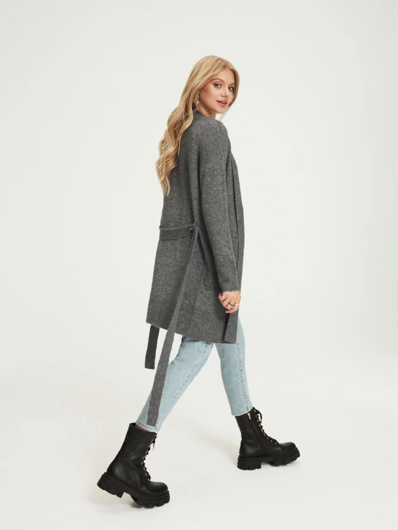 Grey cardigan with belt