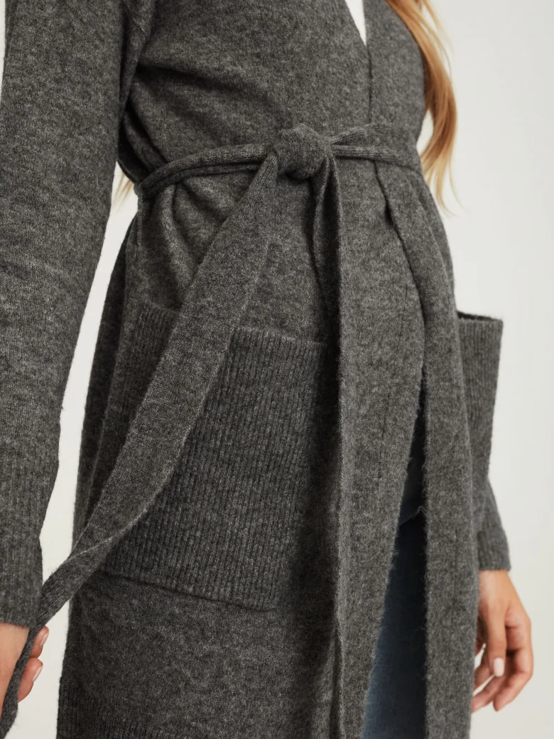 Grey cardigan with belt