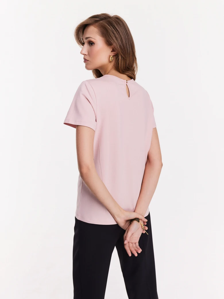 Pink shirt with lace inserts