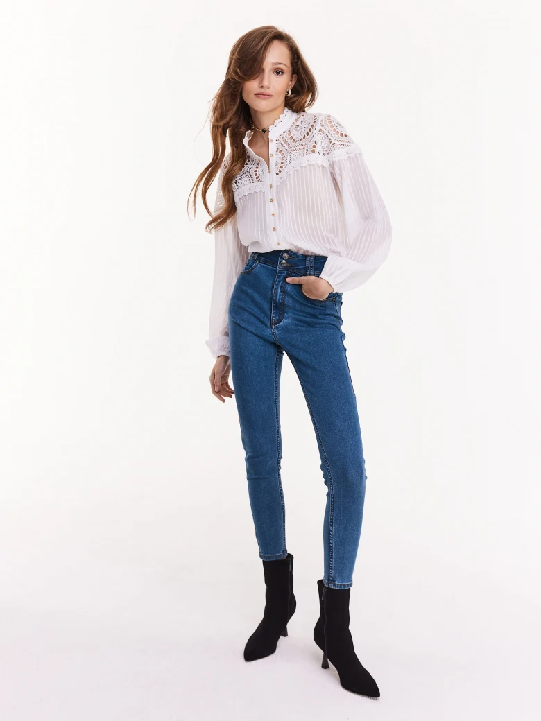 White shirt with lace inserts